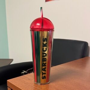 Rare Starbucks Festive Red and Green Tumbler
